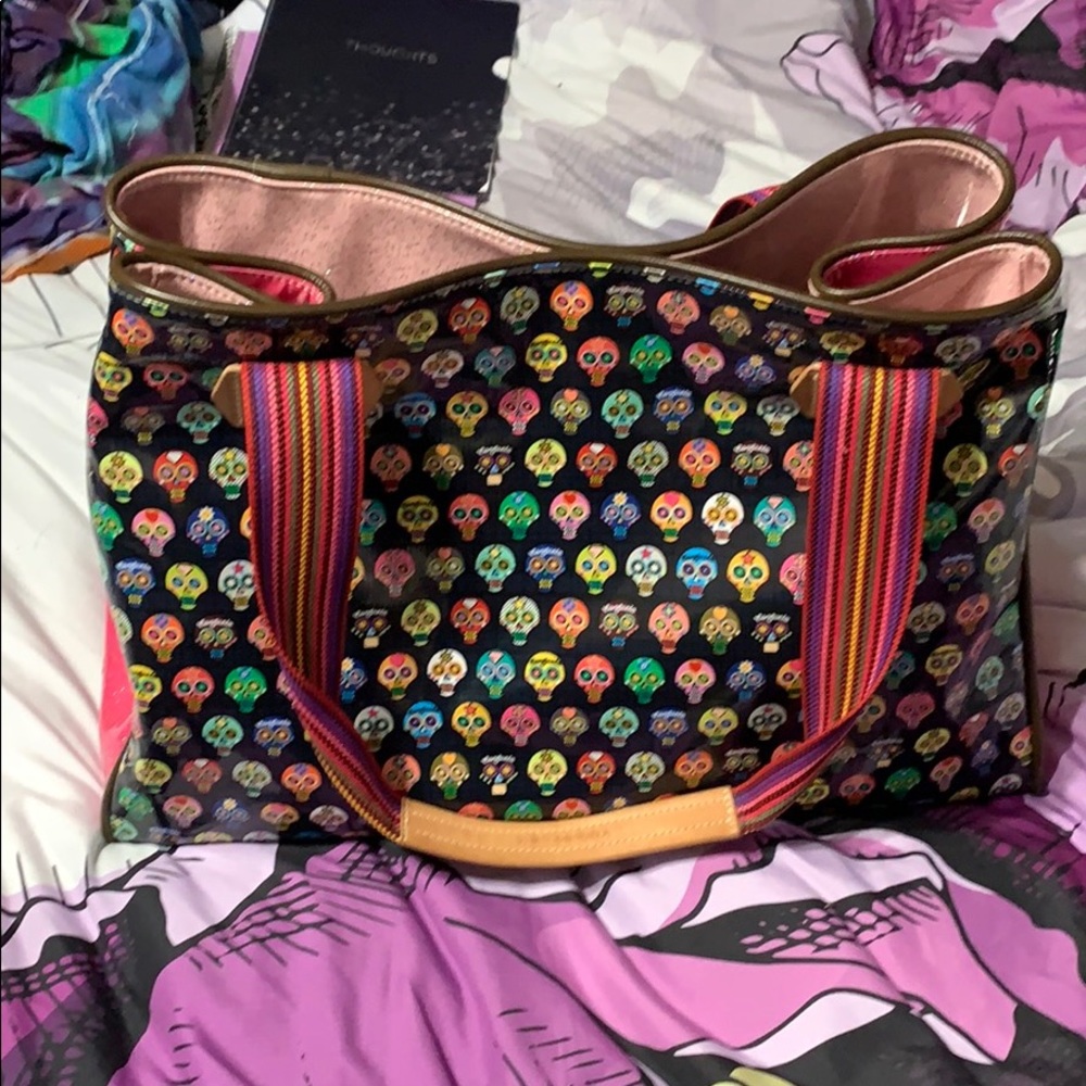 Consumes tote/overnight bag SUGAR SKULLS/GLITTER